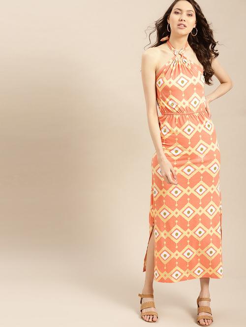halter neck printed maxi dress - 17770029 - Very Small Image - 1