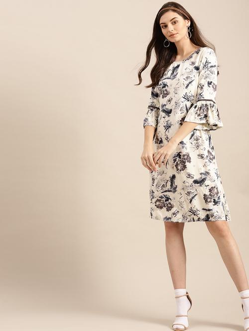 bell sleeved floral a-line dress - 17770039 - Very Small Image - 1