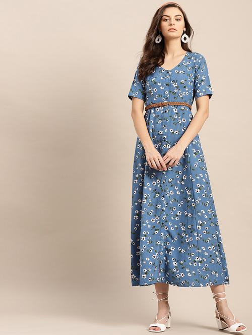 v-neck floral maxi dress - 17770067 - Very Small Image - 1