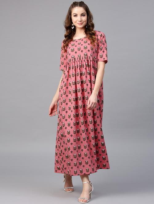 printed flare ethnic dress - 17770082 - Very Small Image - 1