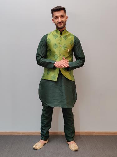 green three piece kurta pajama set - 17770532 - Very Small Image - 1