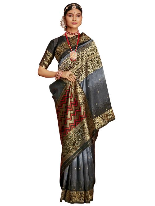 self design embellished saree with blouse - 17771449 - Very Small Image - 1
