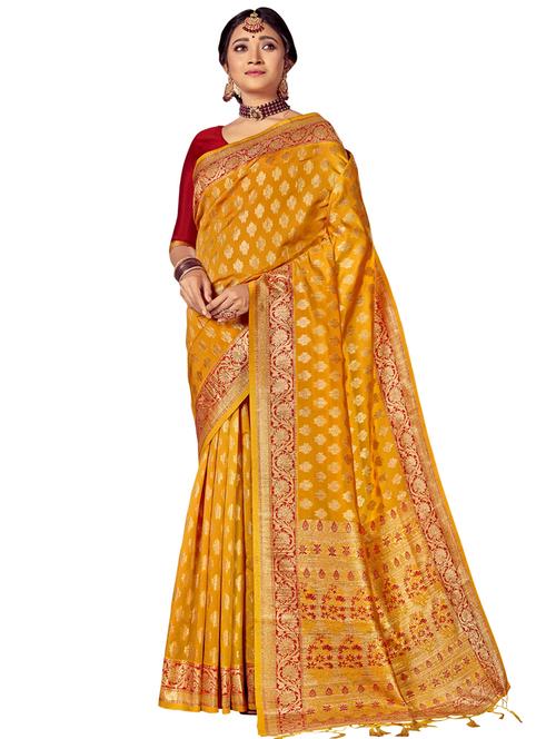 self design woven saree with blouse - 17771504 - Very Small Image - 1