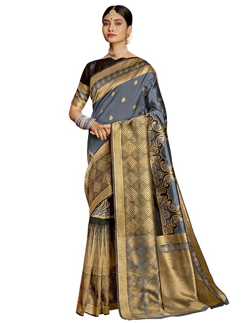 self design woven saree with blouse - 17771743 - Very Small Image - 1