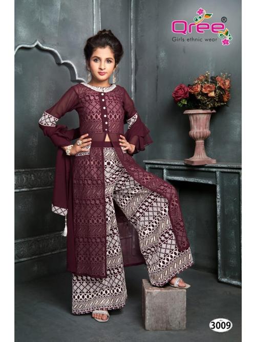 wine three piece pallavi set - 17771858 - Very Small Image - 1