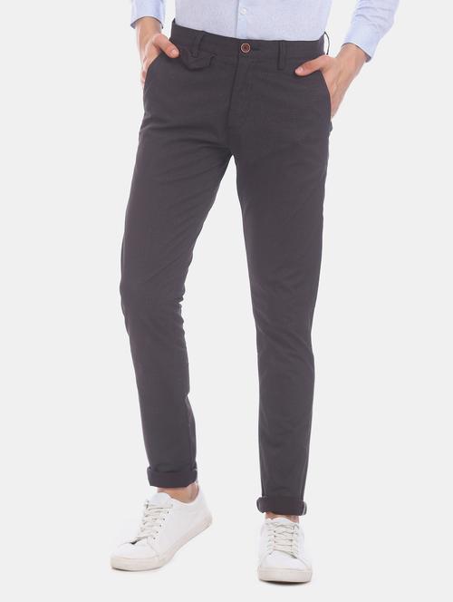 black textured flat front casual trouser - 17771877 - Very Small Image - 1