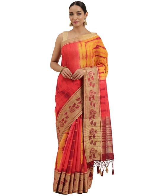 tie & dye banarasi saree with blouse - 17772569 - Very Small Image - 1