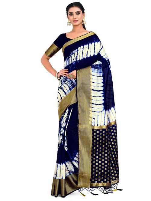 tie & dye banarasi saree with blouse - 17772617 - Very Small Image - 1