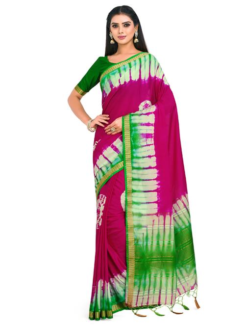 tie & dye mysore silk saree with blouse - 17772618 - Very Small Image - 1