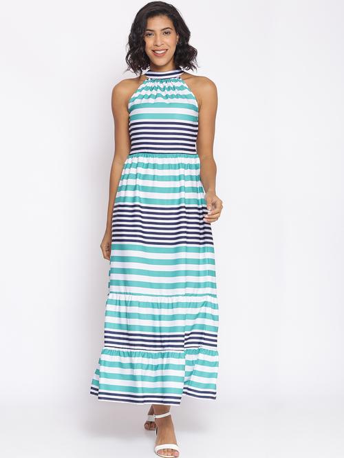 halter neck striped maxi dress - 17773368 - Very Small Image - 1