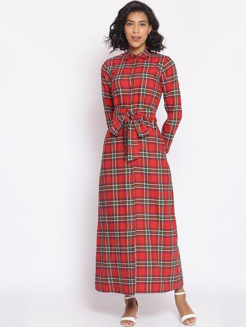 tie front checkered maxi dress - 17773370 - Very Small Image - 1
