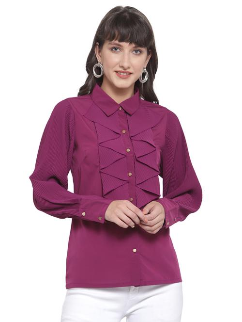 ruffle detail solid shirt - 17773418 - Very Small Image - 1
