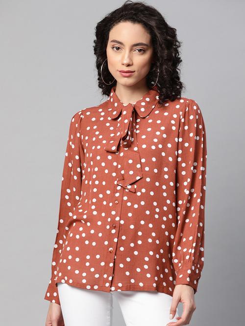 tie knot polka dot print regular shirt - 17773424 - Very Small Image - 1