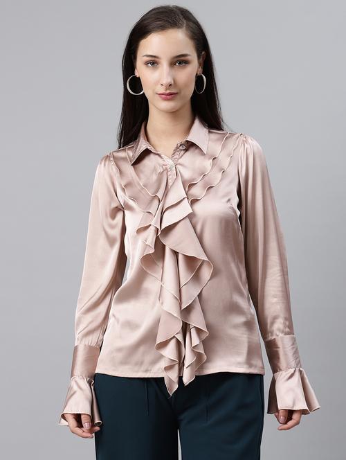 ruffle detail solid regular shirt - 17773447 - Very Small Image - 1