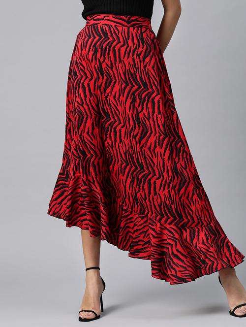 high rise animal print asymmetric skirt - 17773497 - Very Small Image - 1