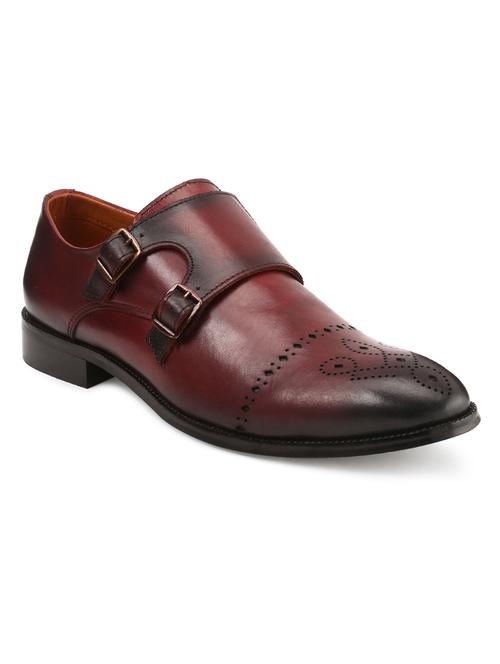 red leather slip on monk straps - 17773842 - Very Small Image - 1