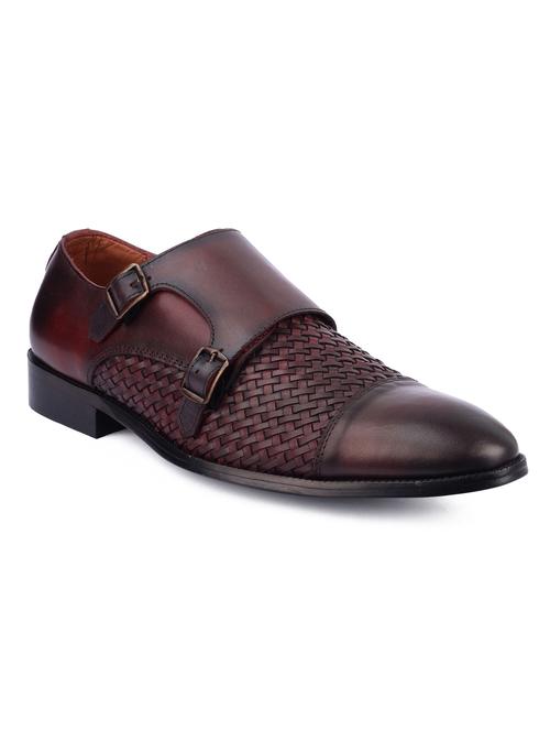 red leather slip on monk straps - 17773849 - Very Small Image - 1