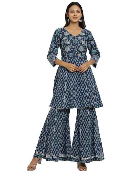 floral kurta sharara set - 17774092 - Very Small Image - 1