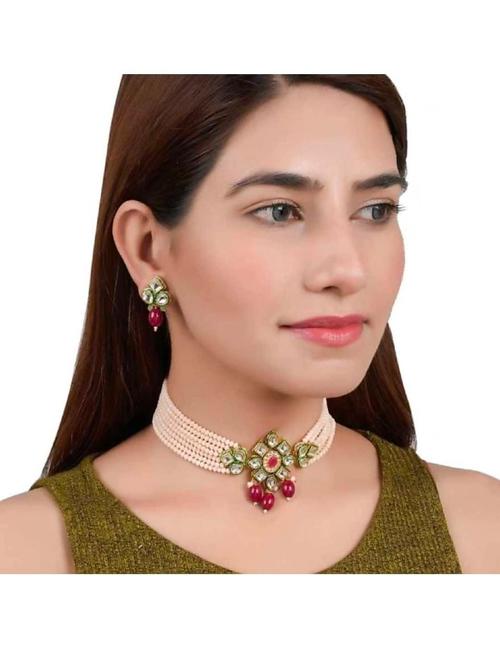 white choker nacklace earring set - 17774119 - Very Small Image - 1