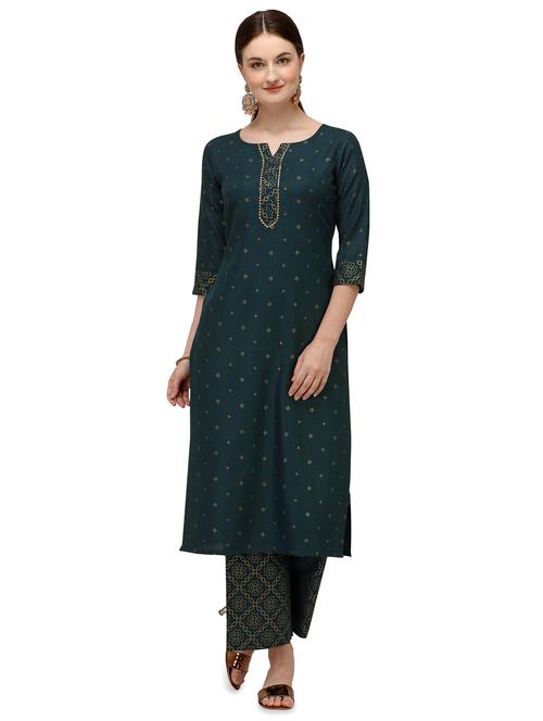 teal kurta palazzo set - 17775129 - Very Small Image - 1