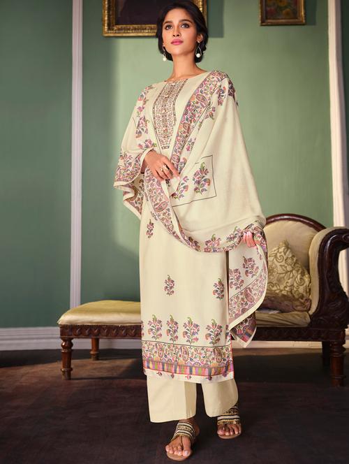 printed unstitched palazzo suit - 17775451 - Very Small Image - 1