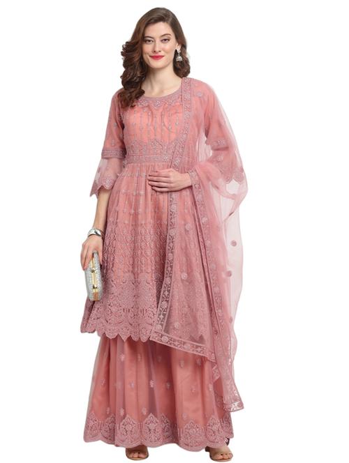 pink net semistitched suit - 17775454 - Very Small Image - 1