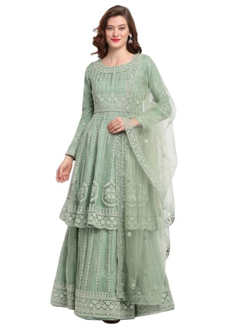 green net semistitched suit - 17775459 - Very Small Image - 1