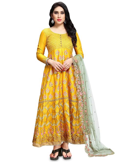 embroidered semi-stitched suit set - 17776152 - Very Small Image - 1
