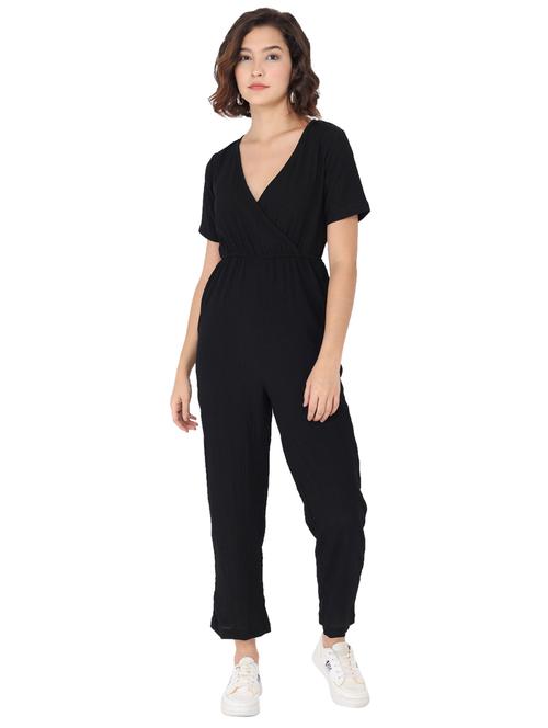 overlap neck full leg jumpsuit - 17776237 - Very Small Image - 1