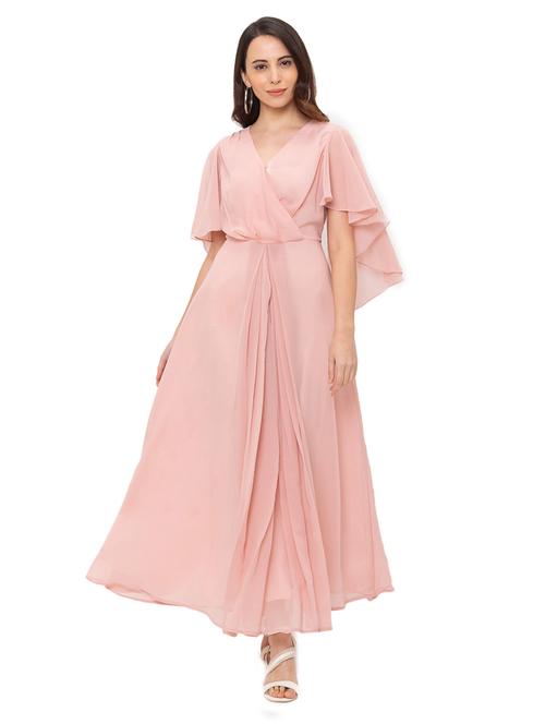 cape sleeved flared gown dress - 17776393 - Very Small Image - 1