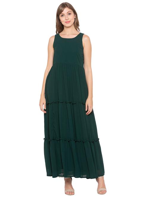 round neck solid tiered dress - 17776426 - Very Small Image - 1
