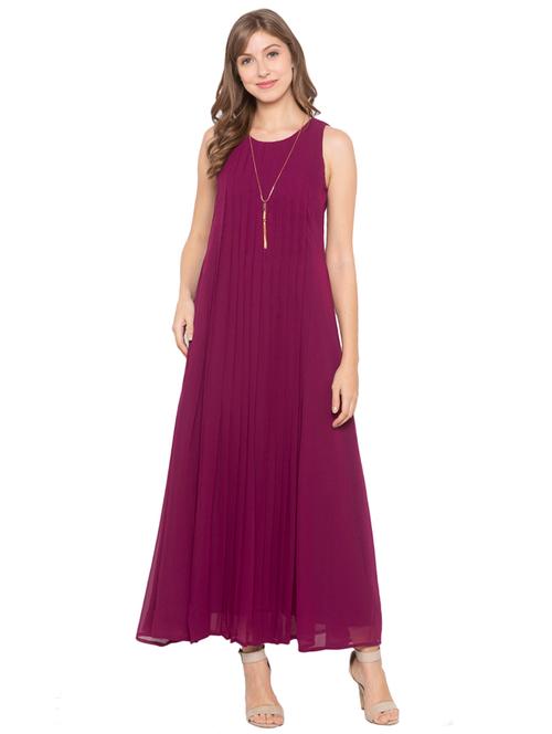 round neck solid fit & flare dress - 17776427 - Very Small Image - 1
