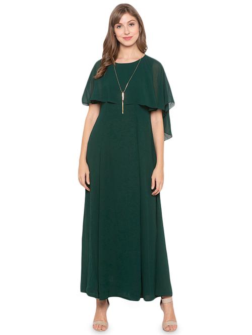 cape sleeved solid fit & flare dress - 17776438 - Very Small Image - 1