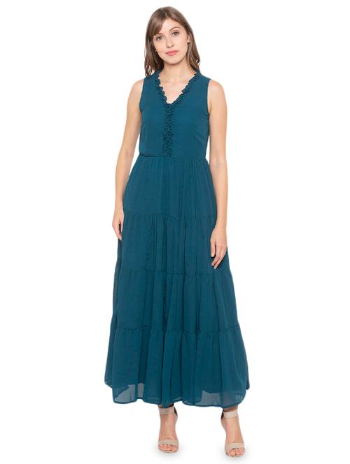 v-neck solid tiered dress - 17776461 - Very Small Image - 1