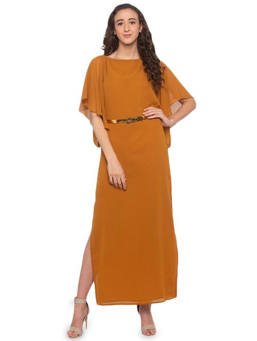 bell sleeved solid fit & flare dress - 17776468 - Very Small Image - 1