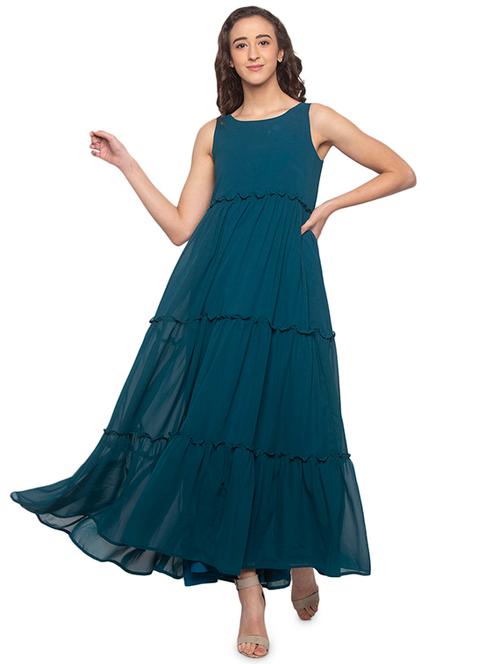 round neck tiered fit & flare dress - 17776470 - Very Small Image - 1