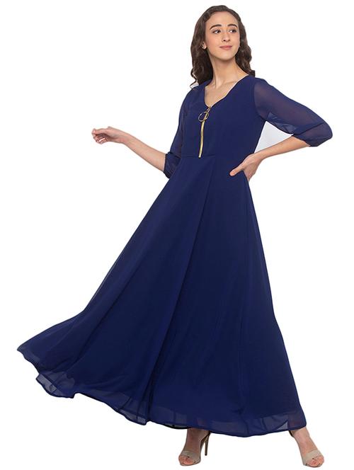 v-neck solid fit & flare dress - 17776474 - Very Small Image - 1