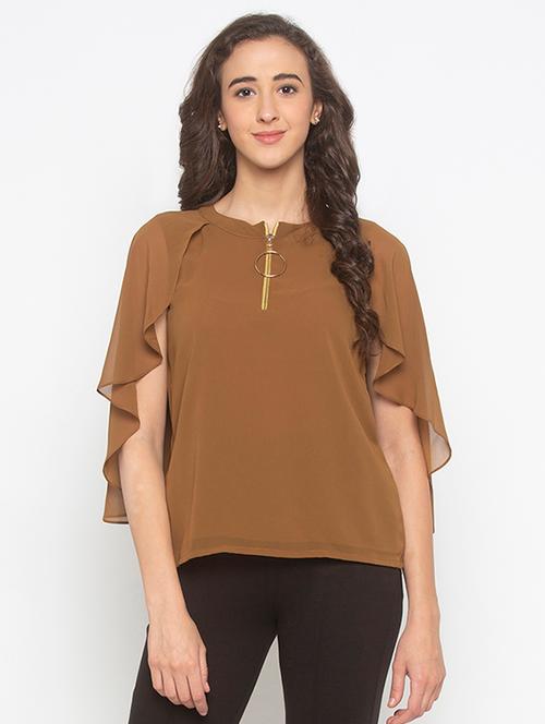 cape sleeved solid layered top - 17776518 - Very Small Image - 1