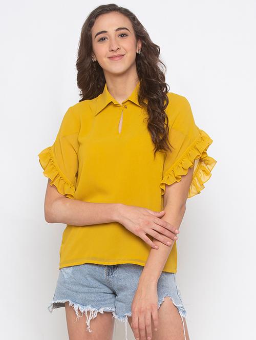 bell sleeved solid top - 17776524 - Very Small Image - 1