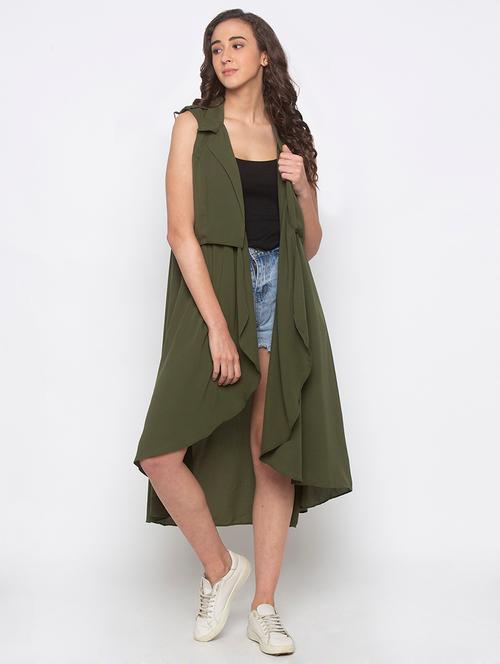 olive solid high-low shrug - 17776528 - Very Small Image - 1