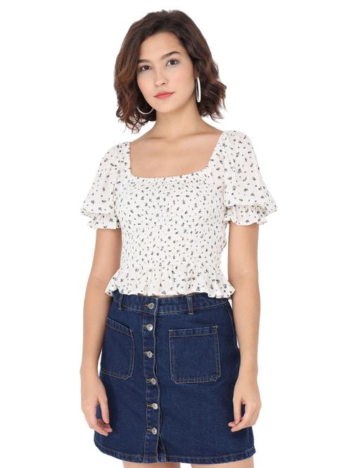 puff sleeve floral crop top - 17776562 - Very Small Image - 1