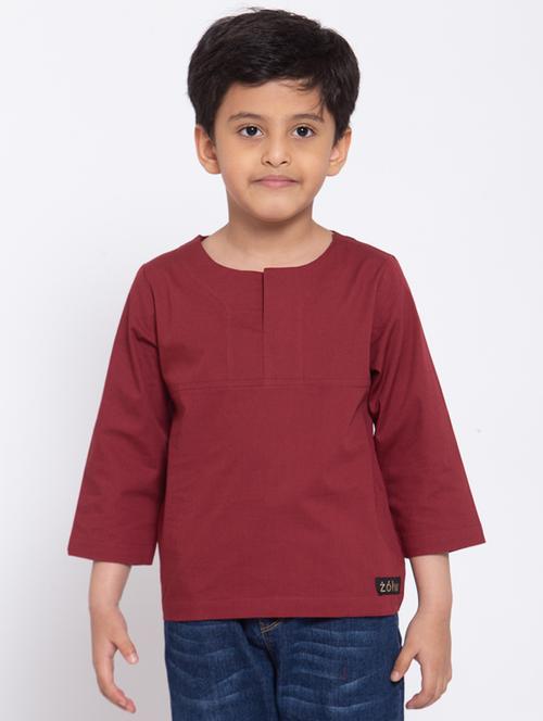 round neck solid kurta - 17776770 - Very Small Image - 1