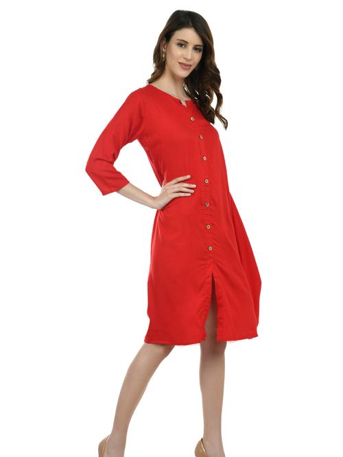 ilisha red cotton solid kurta - 17776966 - Very Small Image - 1