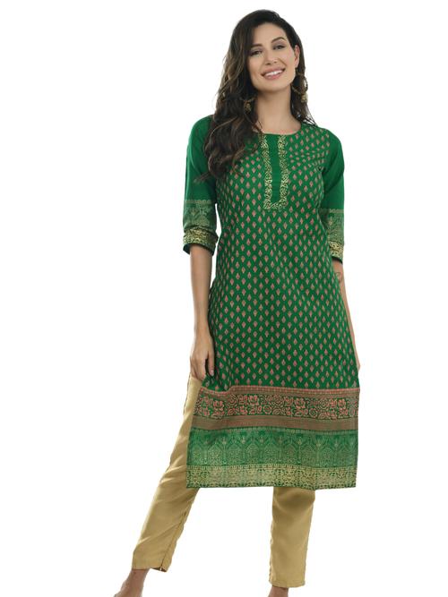 ilisha women’s cotton kurti/ladies green kurti/girls - 17776980 - Very Small Image - 1