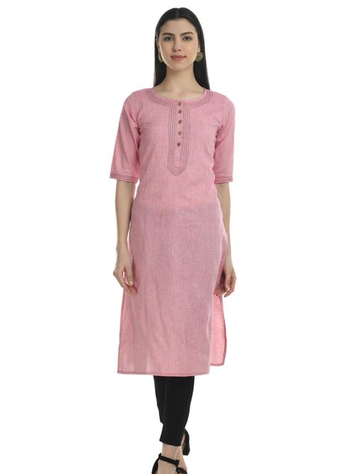 ilisha pink solid straight kurta - 17777807 - Very Small Image - 1