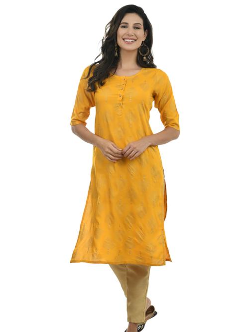 ilisha mustard & golden printed straight - 17777823 - Very Small Image - 1