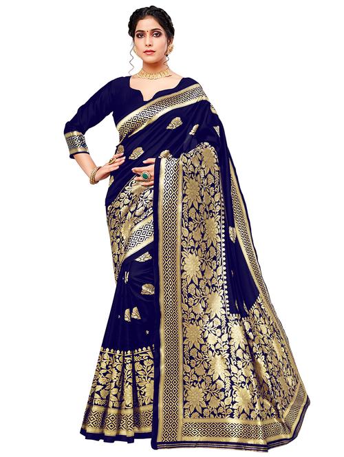 jacquard work banarasi saree with blouse - 17777936 - Very Small Image - 1