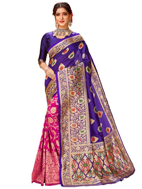 jacquard work banarasi saree with blouse - 17777944 - Very Small Image - 1