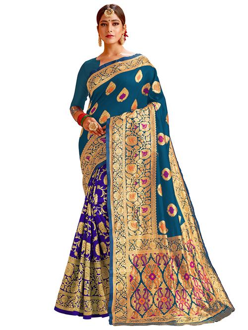 jacquard work banarasi saree with blouse - 17777946 - Very Small Image - 1