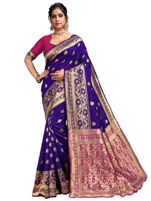 jacquard work banarasi saree with blouse - 17777961 - Very Small Image - 1